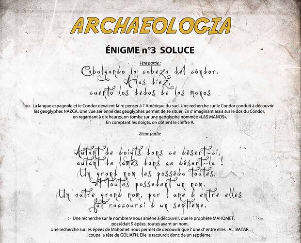 ARCHAEOLOGIA ENIGME 3 SOLUCE