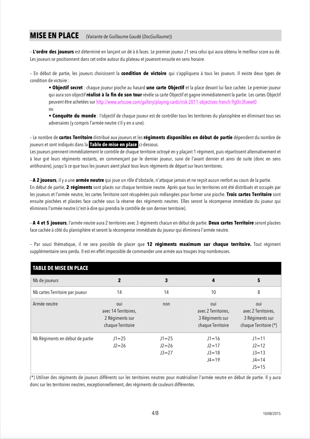 RISK R gles R vis es Ao t 2015 De La Strat gie Et Des Variantes RISK R gles R vis es Ao t 2015 De La Strat gie Et Des Variantes