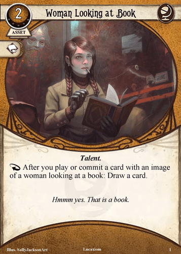 woman looking at a book